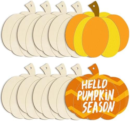 Large Size 7inch Wooden Halloween Thanksgiving Ornaments to Paint,Pumpkin Cutouts Unfinished DIY Blank Unfinished Pumpkin Wood Discs Ornament for Crafts Hanging Autumn Decorations 10PCS by Sophena