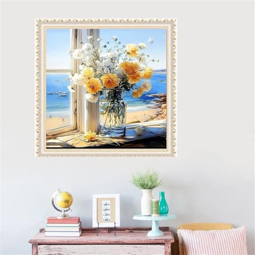 bestact Framed Daisy Paint by Numbers Kits for Adults,Flowers Painting by Numbers with Framed for Beginner on Canvas Easy DIY Painting Kits for Home Wall Decoration and Gifts,8x8INCH (Flower5) - Image 5