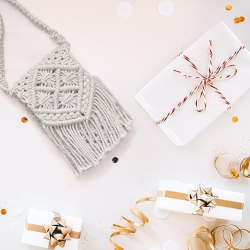 INFUNLY DIY Macrame Bag Kit for Adults Beginners Girls Macrame Cord Set with Tassels Bohemian Handmade Knotting Handbag Kit with Video and Instruction Crochet Bag Kit for Women Holiday Beach Decor - Image 4