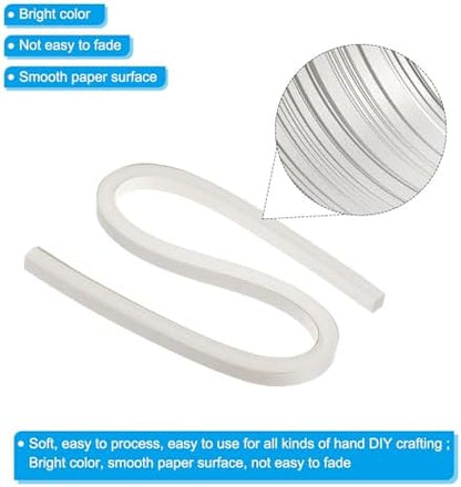PATIKIL 60pcs Metallic Quilling Strips Paper 1cm(3/8") x 54cm Origami Paper Quilling Kits for Adults Beginner Art DIY Craft Christmas, White - Image 3