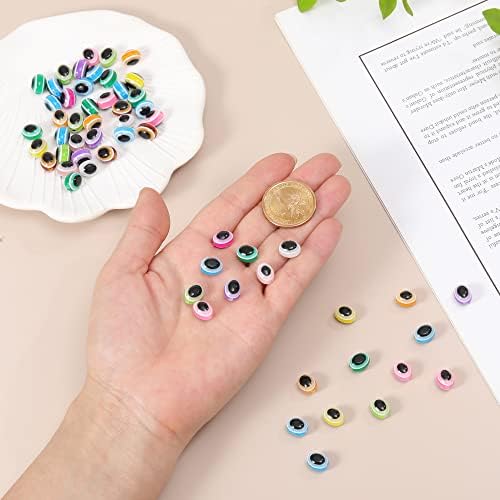 200pcs Oval Evil Eye Beads Handmade Resin Lampwork Bead 10mm Charms Spacer Beads with Elastic Rope for Bracelets Necklace Jewelry Craft Making (Oval-Multi-Color) - Image 6