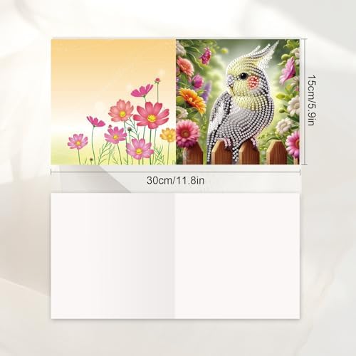 JISHSHAY 8 PCS Diamond Art Greeting Cards Bird Diamond Painting Birthday Cards Animal Gem Art Bird Gem Painting Mosaic Kits for Adults for Thanksgiving Anniversary Valentine Graduation All-Occasion - Image 2