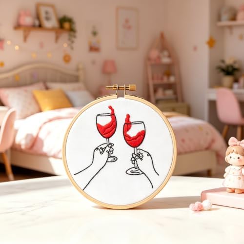 Crafmanoe Romance Embroidery Kits for Beginners Adults, Hand Embroidery Starters Kits, Stamped Cross Stitch Kits for Adults Anniversary Valentine's Day Gifts, Embroidery Hoop, Thread & Video Tutorial - Image 2