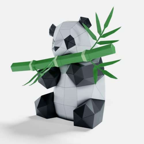 Panda Sitting Hugry Paper Sculpture,Pre-cut DIY Papercraft Kit,Handmade Wide Animal Figurine,3D Paper Art,Low Poly Home Decor,All Accessories Included,DIY Teens Gift - Image 3