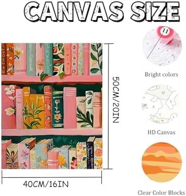 Mosaflare Bookshelf Paint by Numbers for Adults Beginner 16X20 inch - Image 5