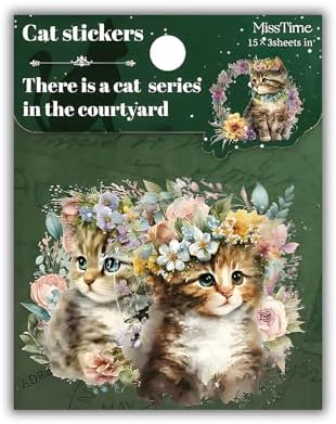45 pcs Junk Journal Scrapbook Sticker, Junk Journal Supplies, Aesthetic Washi Materials, Decorative Ephemera Planner Arts Craft, Watercolor Scrapbooking for Adults (Cat Fun Strolling) by Gryast