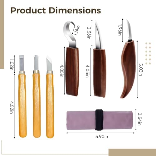 Beginners Wood Carving Kit 10-in-1, Knife Whittling Spoon Peeling Walnut, with Leather Gloves, Wax Sharpening Polishing Leather, for Crafts Woodworking Projects Ideal - Image 5