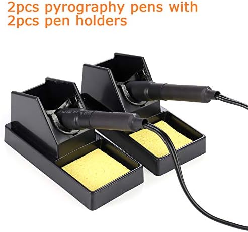 Wood Burning Machine Kit,Dual Pens 110V 60W Premium Quality Pyrography Machine,Digital Temperature Control Wood Burning Detailer with 20 Tips for Wood/Leather/Gourd (Pointer Temperature Display) - Image 3