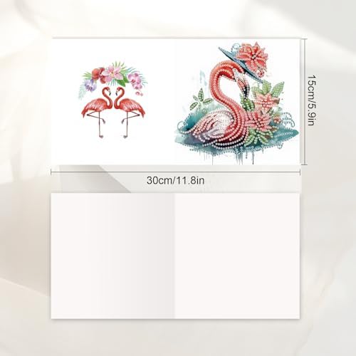 JISHSHAY 6 PCS Flamingo Diamond Painting Greeting Cards Flamingo Diamond Art Birthday Cards with Envelopes Gem Art Mosaic Kits for Adults, for Anniversary Valentine Thank You Graduation All-Occasion - Image 2
