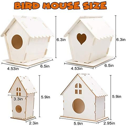 hapray 4 Pack Bird House Craft Kit, DIY Birdhouse for Kids to Build & Paint - Image 3