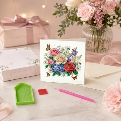 6 Pack Flower DIY Diamond Art Greeting Card Kit with Envelopes - Image 7