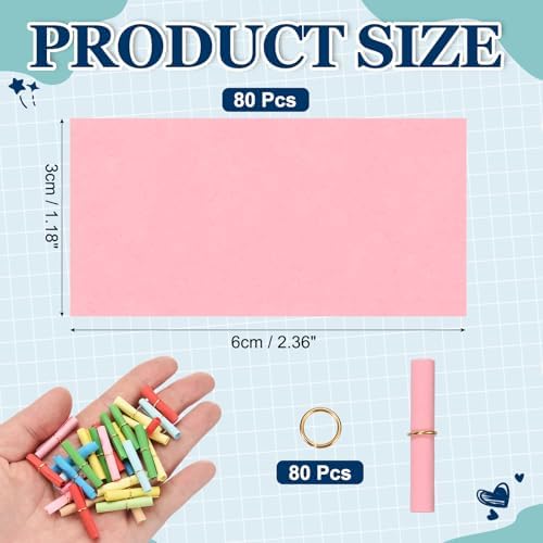 MECCANIXITY 80Pcs Message Paper Scrolls 3x6cm Lucky Wishing Pink - Image 2