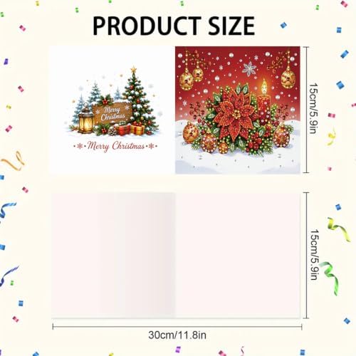 DIYDeligths 6Pcs DIY Foldable Diamond Art Painting Greeting Cards Creative Birthday Festivals Handmade Thank You Card Set Blessing Greeting Card Craft Gift Idea (Christmas02) - Image 6