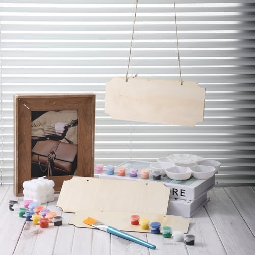 3 Pack Blank Wood Sign for Craft, Unfinished Hanging Wood Sign with Hole Blank Rectangle Hanging Wooden Plaque Door Wall Art Decoration for Painting Writing DIY Home Crafts - Image 5