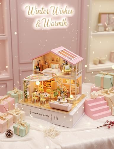 DIY Miniature House Kit: Sweet Time House, Parent-Child Craft Fun, Shelf Display with Details (Warm Pink,Filled with The Happyness of Life) - Image 2