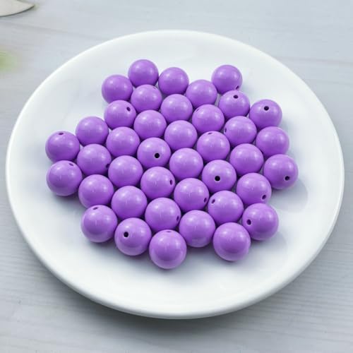 40pcs Acrylic Round Beads for Crafts 16mm Resin Candy Color Spacer Beads with Hole for Jewelry Making Sewing Crafts Decoration Necklaces Bracelets Earrings Supplies(Light Purple) - Image 2
