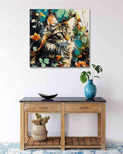 TOCARE Framed Paint by Numbers Kit for Adults Beginners, 12x12inch Cat Paint by Number with Frame,Easy Dragon Li Cat Paint by Numbers Framed Canvas(Without Easel) - Image 7
