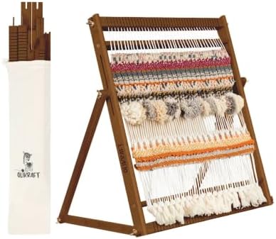 Olikraft Wooden Weaving Loom, Adjustable Stand (Large, Brown Beech) by Olikraft