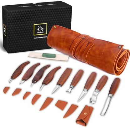 IMYMEE Wood Carving Tools Deluxe-Whittling Knife,Wood Carving Kit,Wood Whittling Kit for Beginners,Spoon Carving Kit,Woodworking Tools Set Large Wood Carving Knife Set by IMYMEE