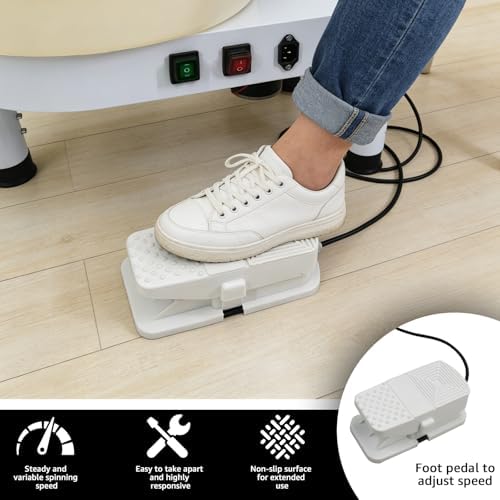14in Pottery Wheel for Adults, 350W Professional Clay Machine with 2-Level Adjustable Height (7.8"-11.4"), Heavy Duty Metal Base Potter's Wheel with Foot Pedal & 18pcs Sculpting Kit, White - Image 3