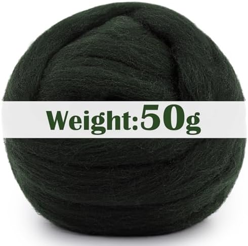 Mayboos 1.76oz Dark Green Natural Wool Roving, Needle Felting Wool - Image 2