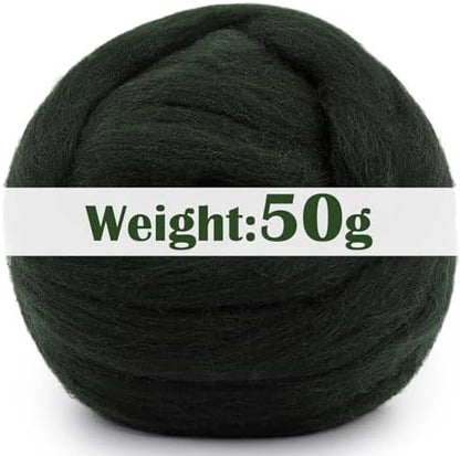Mayboos 1.76oz Dark Green Natural Wool Roving, Needle Felting Wool - Image 2