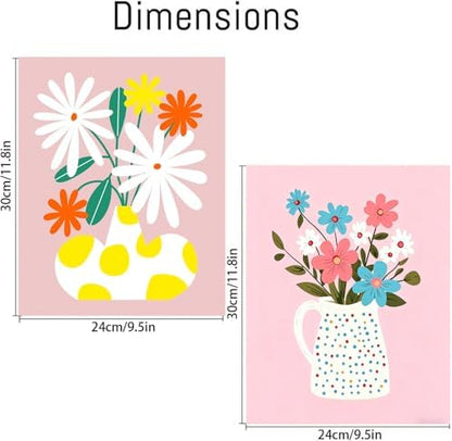 TCDZMYGS 4 Pack Flowers Paint by Numbers Kit for Adults Beginner,Flower Easy Paint by Number Kits with Frame,DIY Acrylic Oil Painting by Numbers for Home Wall Decor 9.5 x 11.8 inch - Image 5