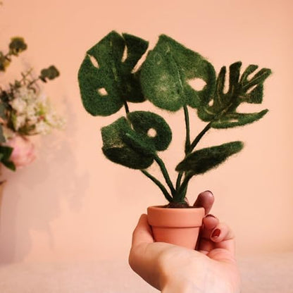 Wizardi Beginner Needle Felting Kit for Adults - Monstera. Floral Felting Kit 15cm High. Felting Tools. Wool Felting Supplies. Felt Crafts. Wool Felt. The Makerss - Image 5