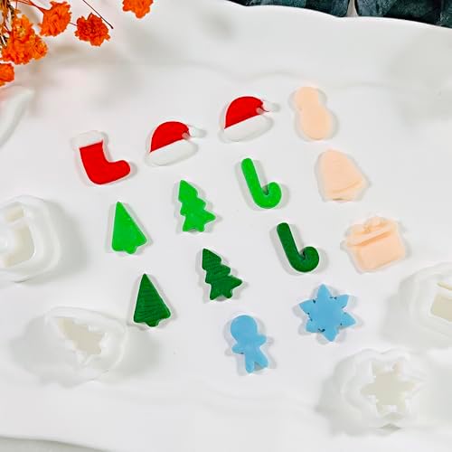 Xaekicr 10 Pcs Christmas Polymer Clay Cutters Set – Holiday Clay Cutters for Earrings, Ornaments & Jewelry Making – Gingerbread, Snowman, Tree Shapes – Clay Tools for Polymer Clay Crafts - Image 5