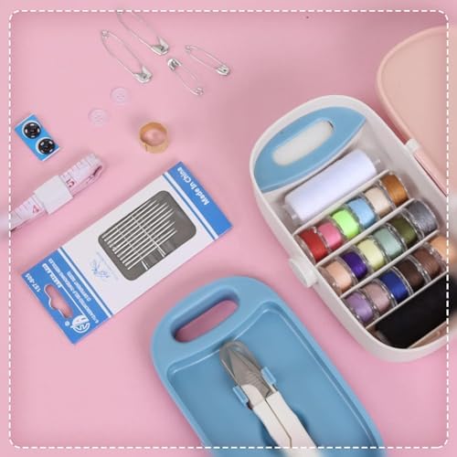 Sewing Kit with Case, Portable Sewing Box Organizer, Needle and Thread Kit with 20 Color Threads, Self Threading Needles, Scissors, Tape Measure, Buttons, Safety Pins for Adults, Travel, Home - Image 4