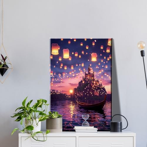 JOOZ Paint by Numbers Kit for Adults with Frame, Castle Paint by Number with Easel, DIY Sunset Boat Easy Paint by Numbers Landscape for Home Wall Decor 8 x 12 Inch - Image 3
