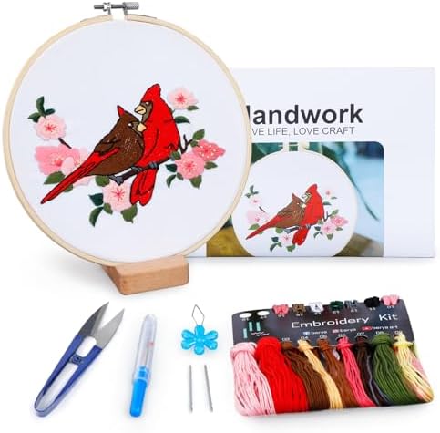 Hummingbird and Flower Embroidery Kit for Adults, DIY Embroidery Kits with Original Design Patterns, Learn to Embroider Kit Beginner with Needles and Thread, Clear Instructions and Video (BEB003) by BERYA