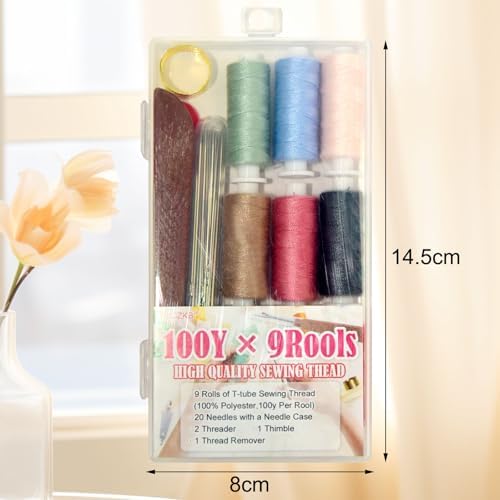 40pcs Sewing Kit for Home, Travel & Emergencies - Filled with 25 Large-Eye Stainless Steel Needles， 1 Seam Ripper，9 Sewing Thread， Sewing Supplies - Clear Box - Image 2
