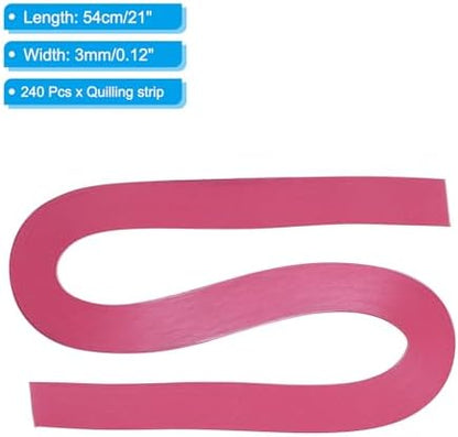 PATIKIL 240pcs Quilling Strips Paper 1/8"(3mm) 21"(54cm) Origami Paper Quilling Strip for Art DIY Hand Craft Christmas, Rose Red - Image 2