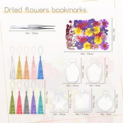 TaoBary 161 Pcs Transparent Dried Flower Bookmarks DIY Kit, Pretty - Image 2