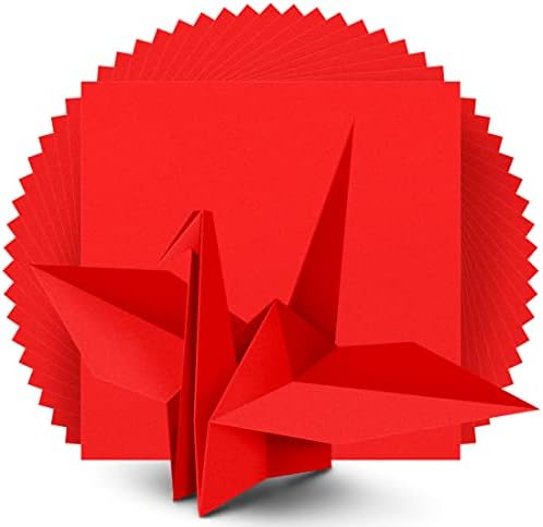 IOOLEEM Origami Paper, 200 Sheets, Red Origami Paper, 6 Inch Square, Double Sided Colored Paper for Crafts DIY Party & Decoration by IOOLEEM