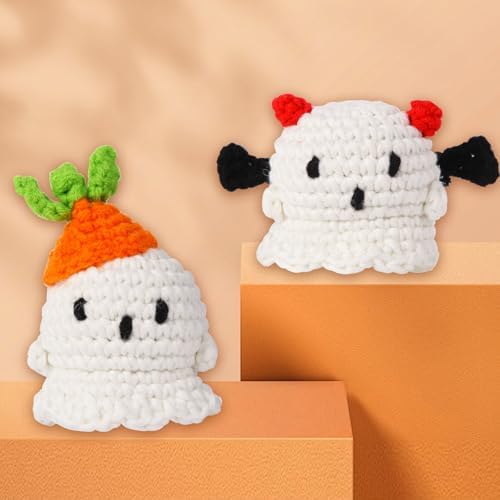GOZATO Crochet Kit for Beginners, Halloween Night Light Ghost Kit with Step-by-Step Video Tutorials, Easy Beginner Crochet Kit for Adults, Women & Men, Handmade DIY Gift Complete Kit Included (2Pack) - Image 7