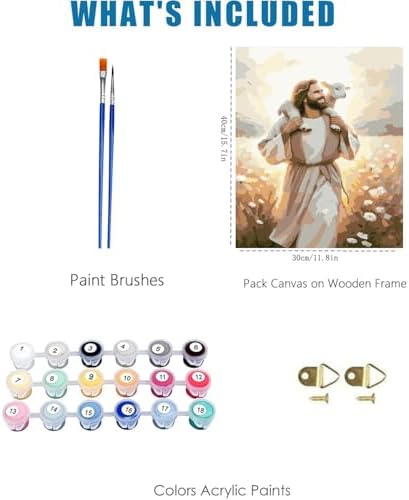 Jesus Paint by Numbers Kit for Adults Framed Canvas 12X16 in, Frameworkless - Image 3