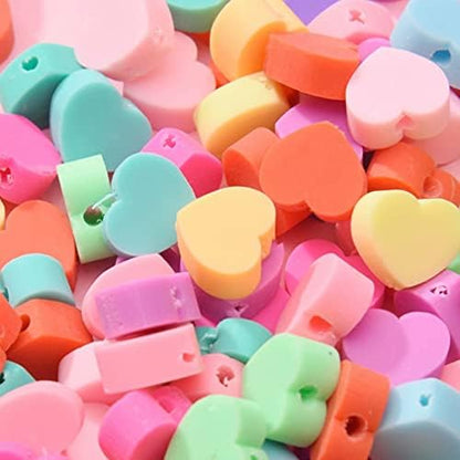 100pcs Mixed Heart Polymer Clay Spacer Beads for Women Jewelry Making DIY Bracelet Necklace Hair Clip Accessories Valentine's Day Gift (Heart) - Image 4