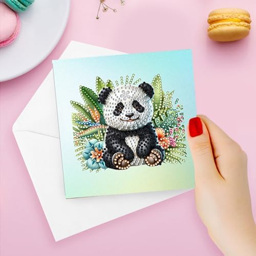 6pcs DIY Diamond Art Greeting Cards Kit with Envelopes&Tools - Create Your Own Sparkling Birthday, Thank You, Holiday Cards for Adults & Beginners(Garden Animal) - Image 3