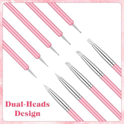 5 PCS Nail Art Sculpture Pen Dual-Ended Nail-Art Sculpture Pen Dotting Tools Nail Art Dotting Tools Pink Dual-Head Resin Nails-Art-Tools Silicone Nails Polish Brushes Modeling Painting Tool DIY Arts - Image 6
