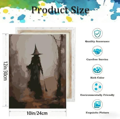 Halloween Paint by Numbers Kit for Adults-Witch,Oil Painting 10x12In - Image 3