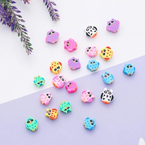 100pcs Owl Polymer Clay Spacer Beads for Women Jewelry Making DIY Bracelet Necklace Hair Clip Accessories (Owl) - Image 3