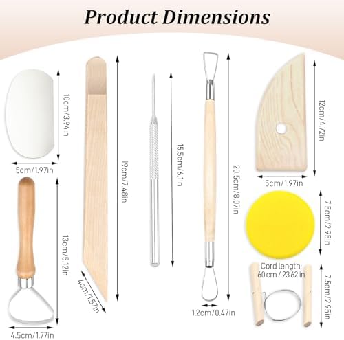 8-Piece Double-Sided Wooden Clay Sculpting Tool Set – Variety Shape Pottery Carving & Smoothing Tools for All Skill Levels - Image 2