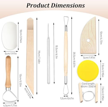 8-Piece Double-Sided Wooden Clay Sculpting Tool Set – Variety Shape Pottery Carving & Smoothing Tools for All Skill Levels - Image 2