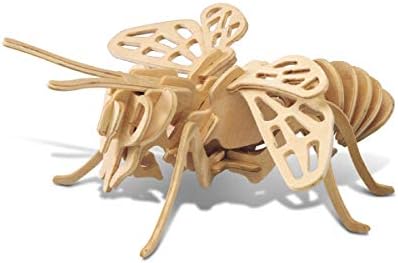 Puzzled 3D Puzzle Honeybee Wood Craft Construction Model Kit, Unique & Educational DIY Wooden Insect Toy Assemble Bee Model Unfinished Crafting Hobby Puzzle to Build & Paint for Decoration 32pcs Pack by Puzzled