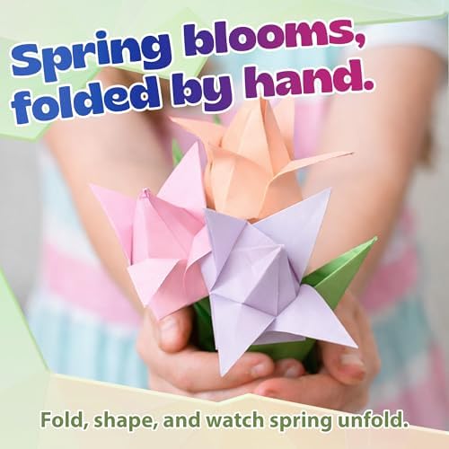 Pinwheel Crafts Flower Origami Kit for Kids Ages 8-12, 150 Pcs Spring Color - Image 2