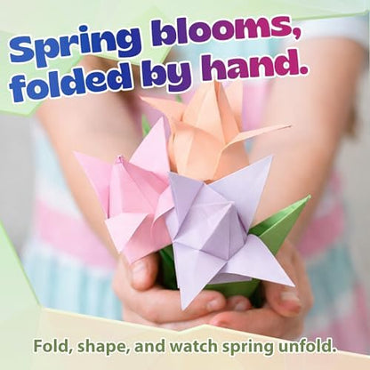 Pinwheel Crafts Flower Origami Kit for Kids Ages 8-12, 150 Pcs Spring Color - Image 2