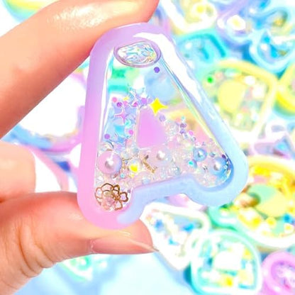 Alphabet Resin Shaker Molds Kawaii Keychain Charm Large and Small Set Pack of 107 Silicone Trays Seal Films Precision Tip Applicator Bottle Kit Bundle - Image 4