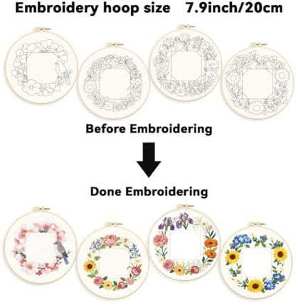 ORIGACH 4 Pack Floral Frame Embroidery Kits for Beginners - Image 3